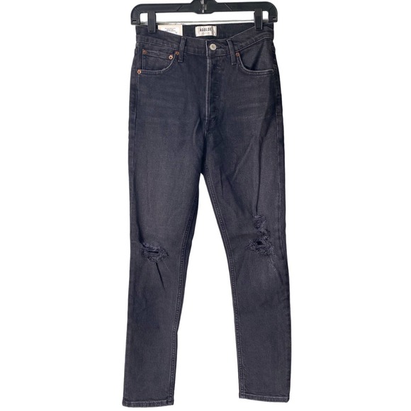 NWT Agolde Nico High Rise Slim Fit Jeans Black Cassette Womens Size 24 - Picture 3 of 11